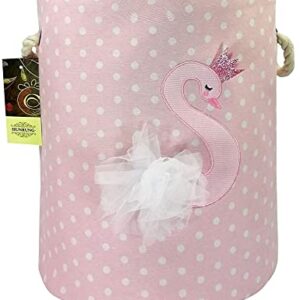 HUNRUNG Large Laundry Hamper,Cartoon Organizer Bin for Children Nursery,Toys,Laundry,Children Clothing,Gift Baskets (Swan)