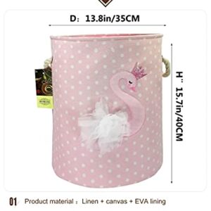 HUNRUNG Large Laundry Hamper,Cartoon Organizer Bin for Children Nursery,Toys,Laundry,Children Clothing,Gift Baskets (Swan)