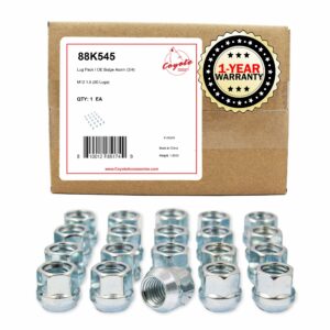 wheel accessories parts 20 pcs m12 x 1.5 12 x 1.5 thread open end bulge acorn 21mm 0.84" long lug nuts zinc 3/4" 19mm hex fits many chevy honda toyota passenger cars with aftermarket wheels