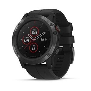 garmin fenix 5 plus premium multisport gps smartwatch with color topo maps, heart rate monitoring, music and garmin pay with black band (renewed)