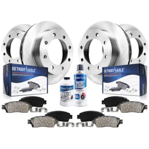 detroit axle - 4wd brake kit for 2008-2012 ford f-250 super duty [not fit models w/harley pkg] front & rear disc brake rotors ceramic brakes pads 2009 2010 2011 replacement