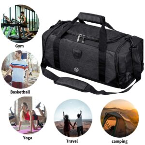 Gym Duffle Bag Backpack Waterproof Sports Duffel Bags Travel Weekender Bag for Men Women Overnight Bag with Shoes Compartment Black