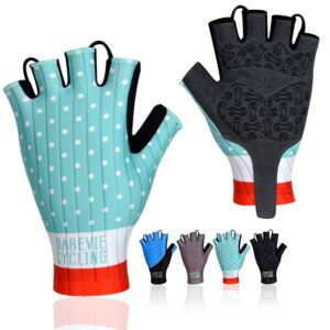 darevie cycling gloves, shock-absorbing half finger biking gloves, breathable half finger bicycling gloves, anti-slip shockproof gel padded mountain bike gloves for man, woman (blue-white, m)