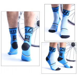 Libar Men's Cycling Socks Unisex Breathable Sports Running Trekking Athletic Basketball Socks (3 Pairs(white+green+blue))