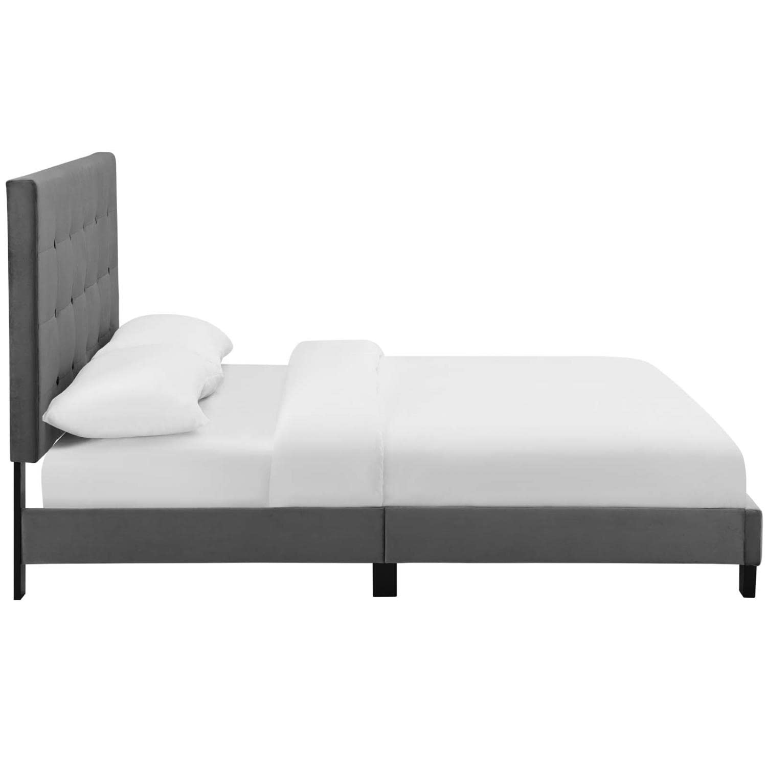 Modway Melanie Performance Velvet Upholstered Tufted Queen Platform Bed in Gray