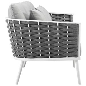 Modway Stance Outdoor Patio Contemporary Modern Woven Rope Sofa In White Gray