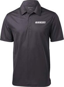 ford mustang shelby crest pocket print textured polo, iron grey 2xl