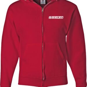 Ford Mustang Shelby Crest Pocket Print Full Zip Hoodie, Red XL