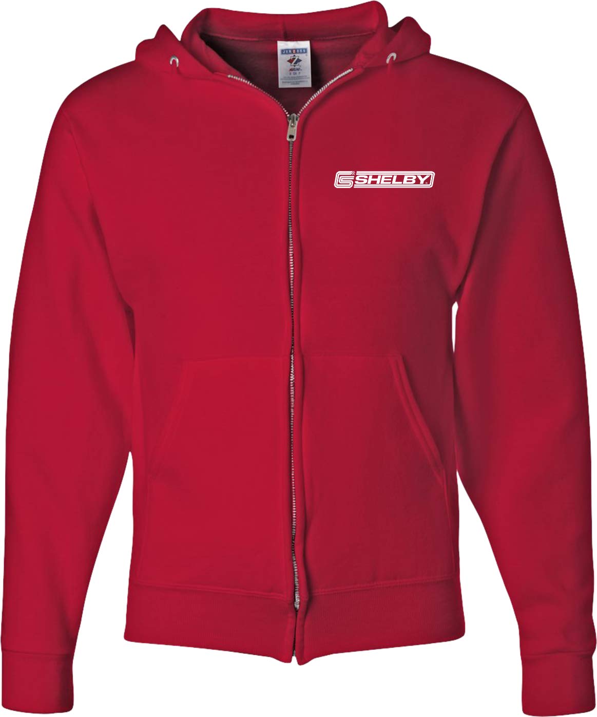 Ford Mustang Shelby Crest Pocket Print Full Zip Hoodie, Red XL