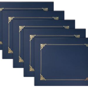 Better Office Products 25 Pack Navy Blue Certificate Holders, Diploma Holders, Document Covers with Gold Foil Border, for Letter Size Paper, 25 Count, Blue