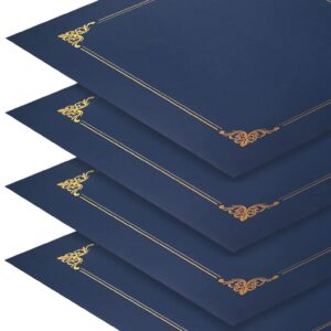 Better Office Products 25 Pack Navy Blue Certificate Holders, Diploma Holders, Document Covers with Gold Foil Border, for Letter Size Paper, 25 Count, Blue