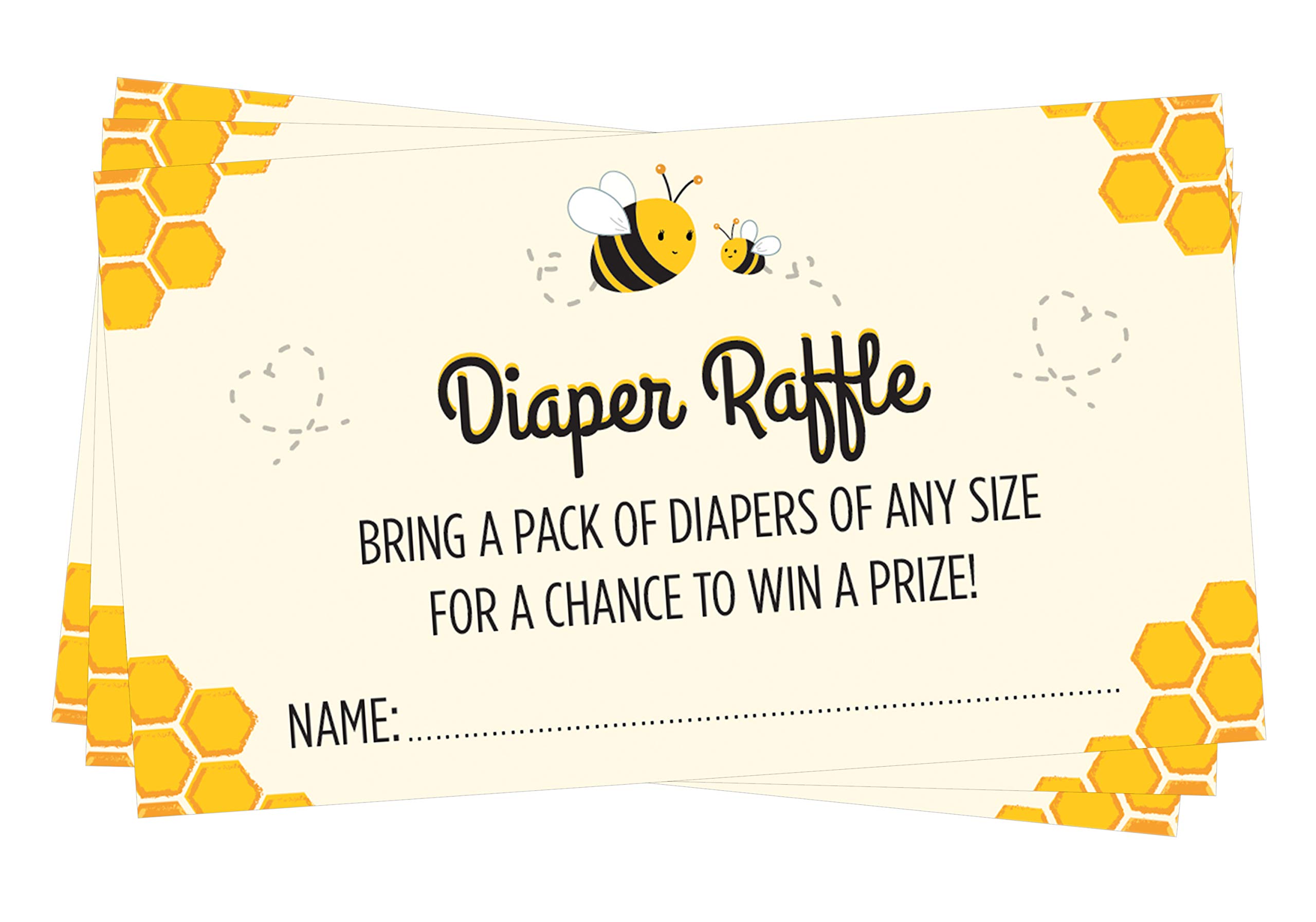 Mommy-to-Bee Diaper Raffle Cards - 24 Count - Bee Theme Baby Shower Game