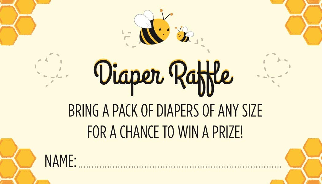 Mommy-to-Bee Diaper Raffle Cards - 24 Count - Bee Theme Baby Shower Game