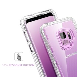 DUEDUE for S9 Case Clear,Galaxy S9 Case, 3 in 1 Shockproof Drop Protection Heavy Duty Hybrid Hard PC Cover Transparent TPU Bumper Full Body Protective Clear Case for Samsung Galaxy S9, Clear