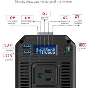 BESTEK Power Inverter 1200W, DC 12V to 110V AC Inverter for Car with Digital LCD Display 4.2A Dual USB Car Charger Inverter Car Power