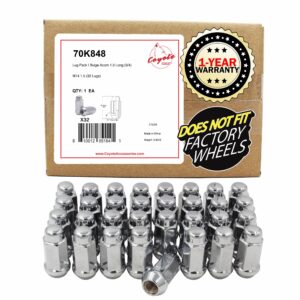 wheel accessories parts 32 pcs m14x1.5 14x1.5 thread bulge acorn 1.90" long lug nuts chrome 3/4" 19mm hex fits 1999+ chevrolet silverado gmc sierra 2500 3500 ford 2005+ f250 f350 2011+ ram 2500 3500