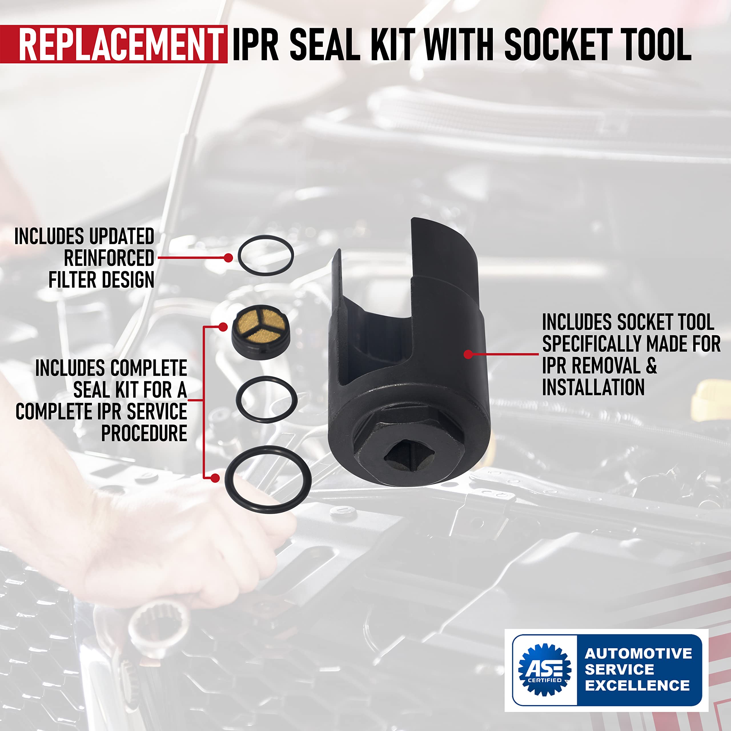 IPR Socket Tool Screen Kit - Compatible with Ford Powerstroke 6.0L Vehicles - F-250, F-350 Super Duty, Excursion, E-350 - Replaces 3C3Z9H529A, 904-415, 3C3Z-9H529-A, Injection Pressure Regulator