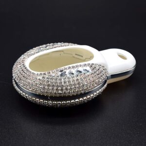 PGONE Luxury Bling Crystal Diamond Lady Key Fob Case Cover KeyChain Compatible with MINI COOPER 3/4 Buttons Keyless Entry Remote Control Smart Key Protective Shell Bag F54 F55 F56 F57 F60 (Silver)