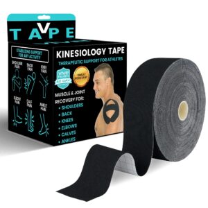 vive kinesiology tape (105 feet) - therapeutic athletic support tape - uncut kensio roll - muscle and joint recovery for shoulder, back, knee, elbow and ankle pain relief - waterproof for sports