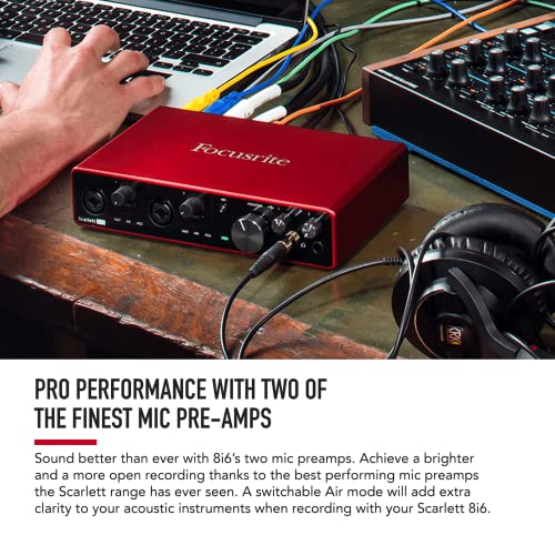 Focusrite Scarlett 8i6 3rd Gen USB Audio Interface Recording, Songwriting, & Streaming High-Fidelity, Studio Quality Recording, With Transparent Playback