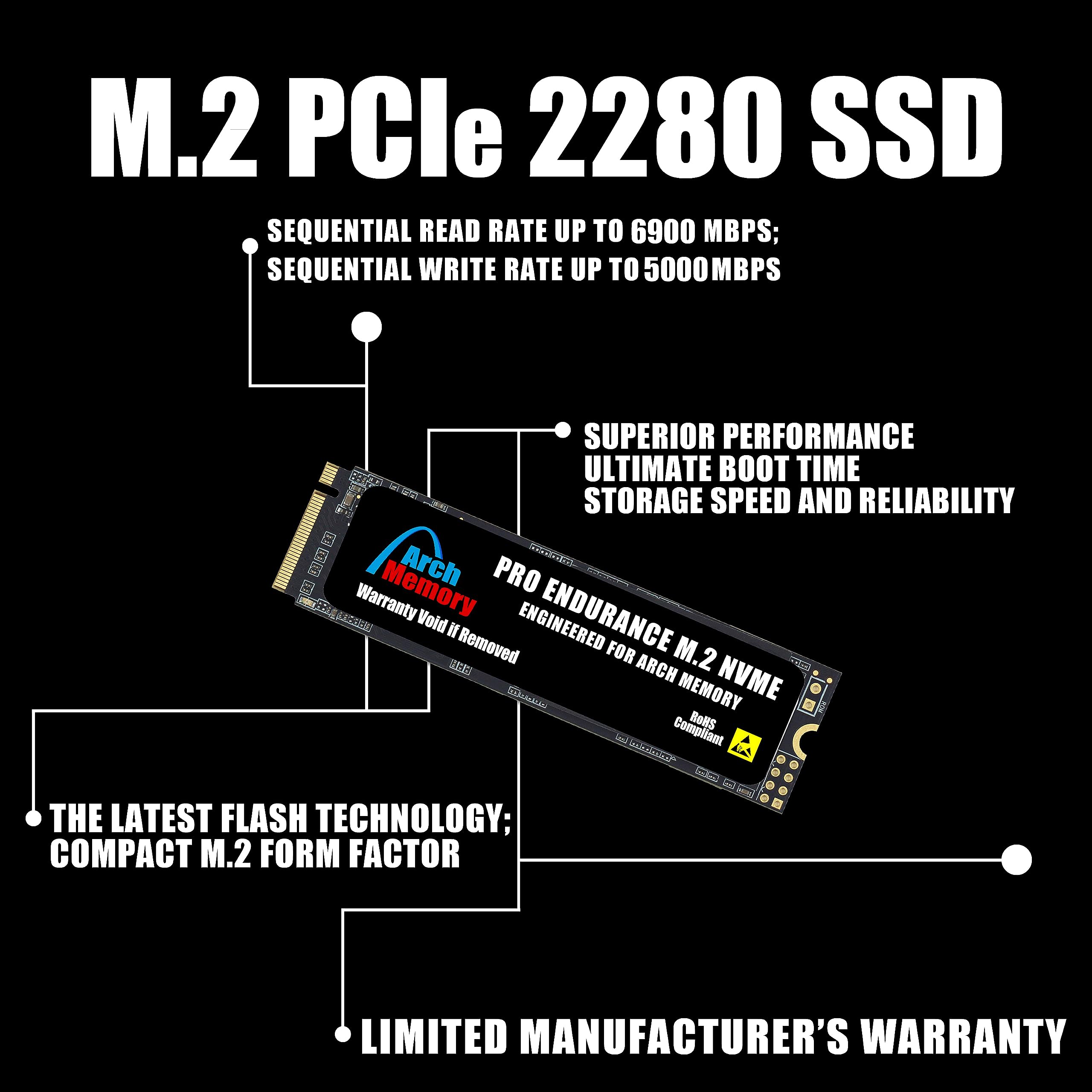 Arch Memory Pro Series Upgrade for Asus 512GB M.2 2280 PCIe (4.0 x4) NVMe Solid State Drive for Z97-E/USB4.0