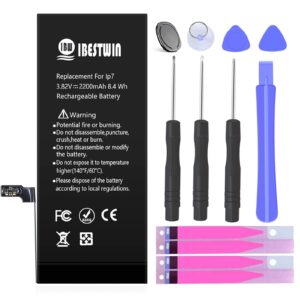 ibestwin battery for iphone 7 high capacity 2200mah replacement battery for ip 7 with full remove tool kit adhesive and instruction-3 years warranty