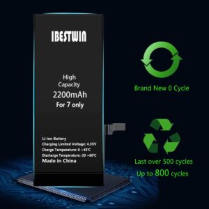 IBESTWIN Battery for iPhone 7 High Capacity 2200mAh Replacement Battery for IP 7 with Full Remove Tool Kit Adhesive and Instruction-3 Years Warranty