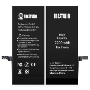 IBESTWIN Battery for iPhone 7 High Capacity 2200mAh Replacement Battery for IP 7 with Full Remove Tool Kit Adhesive and Instruction-3 Years Warranty