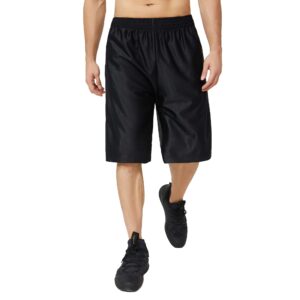 Men's Quick-Dry Athletic Shorts - Mesh-Lined, Pocketed, Over-Knee with 11"-13" Inseam,Adjustable Drawstring, X-Large, Black