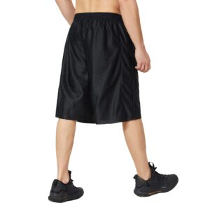 Men's Quick-Dry Athletic Shorts - Mesh-Lined, Pocketed, Over-Knee with 11"-13" Inseam,Adjustable Drawstring, X-Large, Black