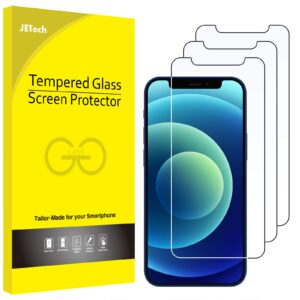 jetech screen protector for iphone 12 mini 5.4-inch, tempered glass film, 3-pack