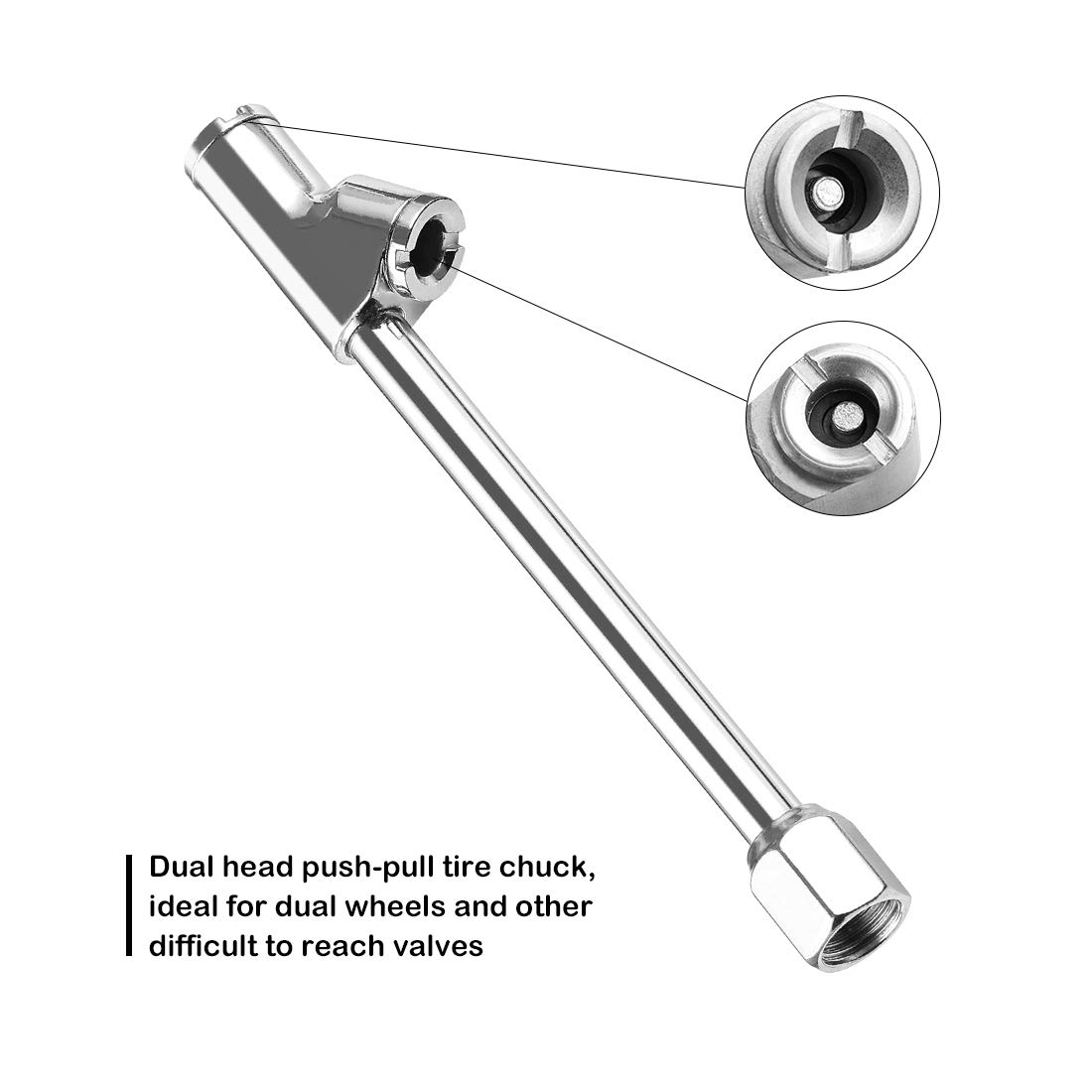 CZC AUTO Heavy Duty Inflatable Air Chuck, Straight on Foot Dual Head Truck Tire Chuck, 1/4" FNPT Extension Stem Compatible with Inflator Air Pump Compressor Accessories for Truck Bus Car Motorcycle