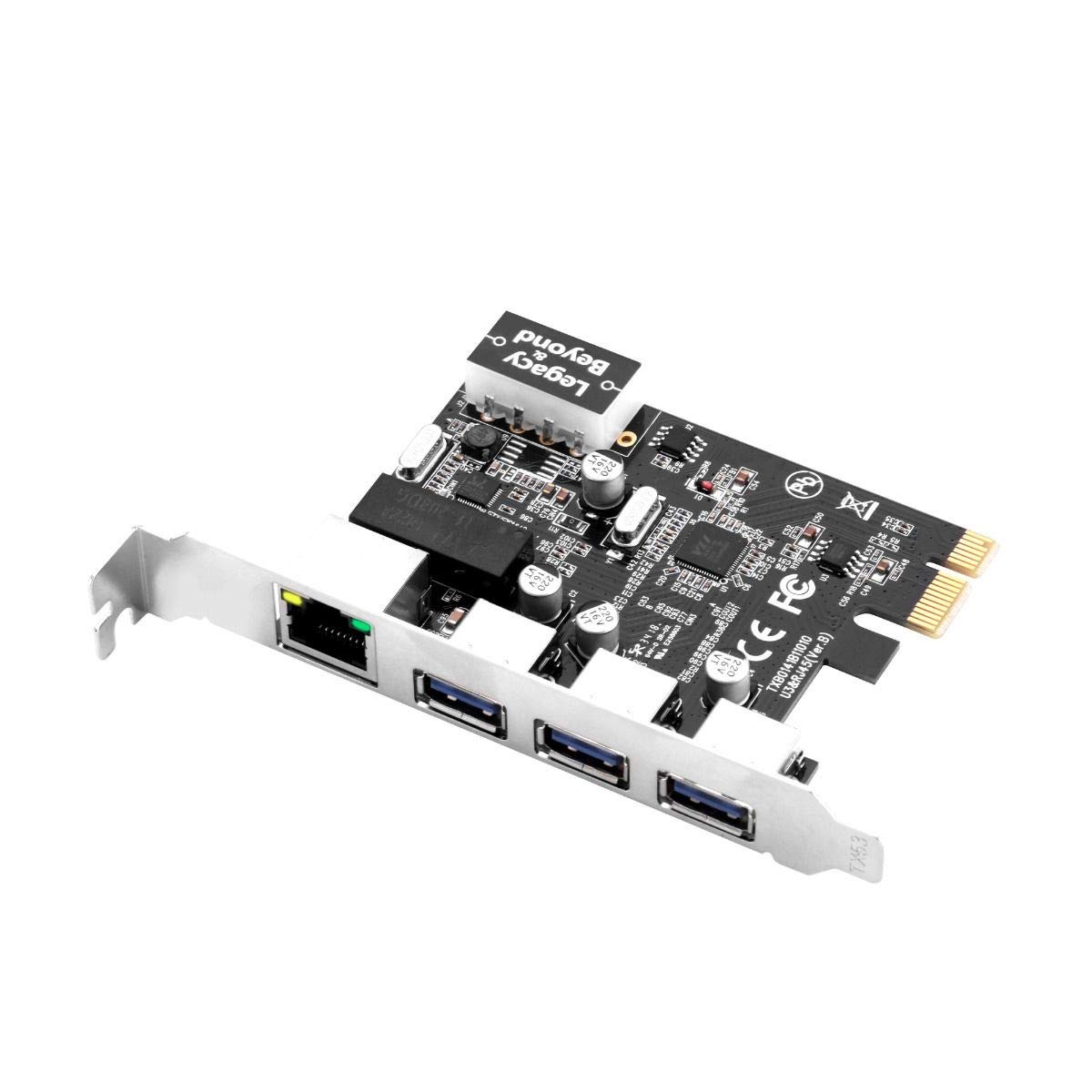 SIIG 3 Port PCI Express USB 3.0 Adapt Card + Gigabit Ethernet LAN - Standard & Low - Profile Windows Server,7,8,8.1,10 PCsPCs (LB-US0614-S1)