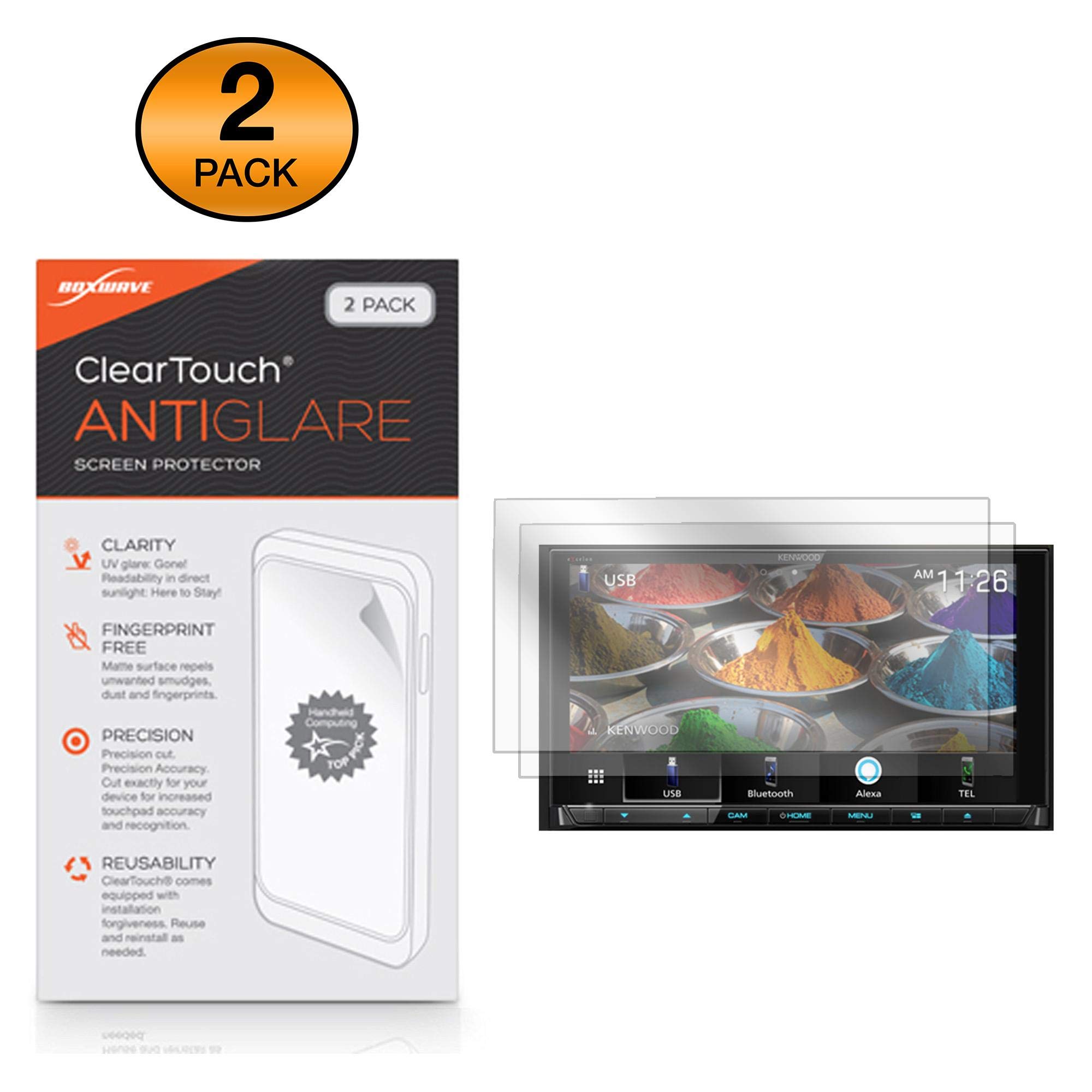 BoxWave Screen Protector Compatible with Kenwood Excelon DDX9906XR - ClearTouch Anti-Glare (2-Pack), Anti-Fingerprint Matte Film Skin for Kenwood Excelon DDX9906XR