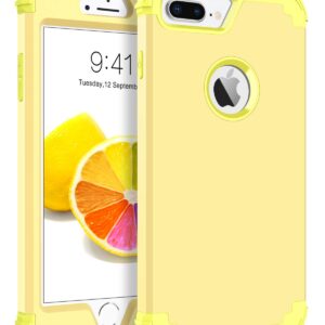 BENTOBEN Case for iPhone 8 Plus/iPhone 7 Plus, 3 in 1 Hybrid Hard PC Soft Rubber Heavy Duty Rugged Bumper Shockproof Anti Slip Full-Body Protective Phone Cover for iPhone 8 Plus/7 Plus, Yellow Lemon