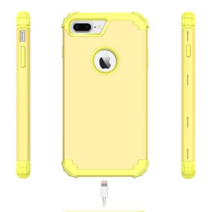 BENTOBEN Case for iPhone 8 Plus/iPhone 7 Plus, 3 in 1 Hybrid Hard PC Soft Rubber Heavy Duty Rugged Bumper Shockproof Anti Slip Full-Body Protective Phone Cover for iPhone 8 Plus/7 Plus, Yellow Lemon