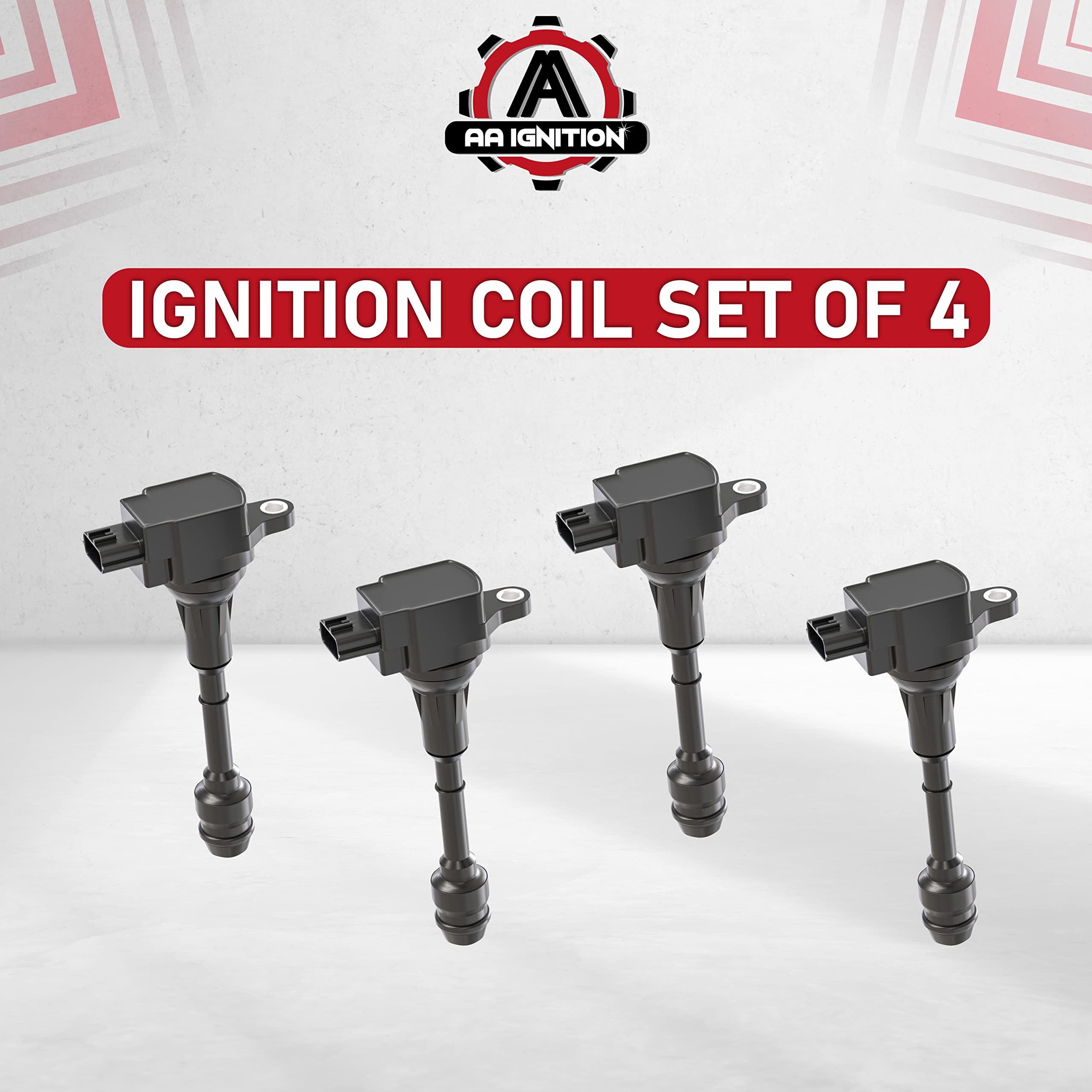 Ignition Coil Pack Set of 4 - Compatible with Nissan Vehicles - 2002, 2003, 2004, 2005, 2006 Altima 2.5L, Sentra 02, 03, 04, 05, 06 - Replaces 224488H300, 224488H315, 22448-8H310, 22448-8H311