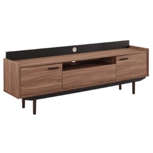 modway visionary 70" mid-century modern low profile entertainment tv stand in walnut black