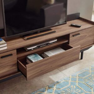 Modway Visionary 70" Mid-Century Modern Low Profile Entertainment TV Stand in Walnut Black