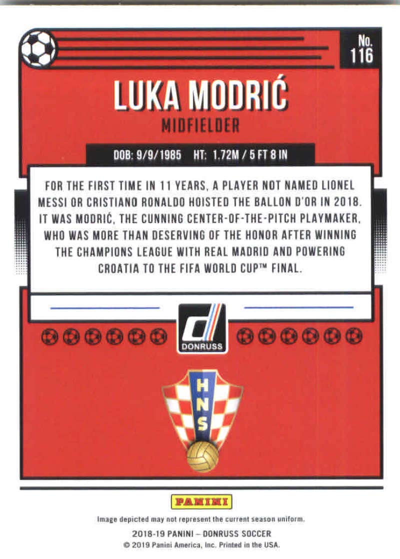 2018-19 Donruss #116 Luka Modric Croatia Soccer Card