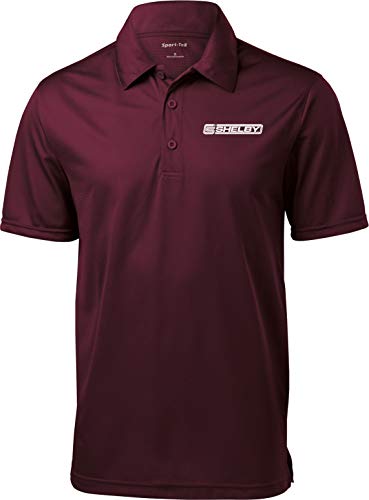 Ford Mustang Shelby Crest Pocket Print Textured Polo, Maroon 4XL