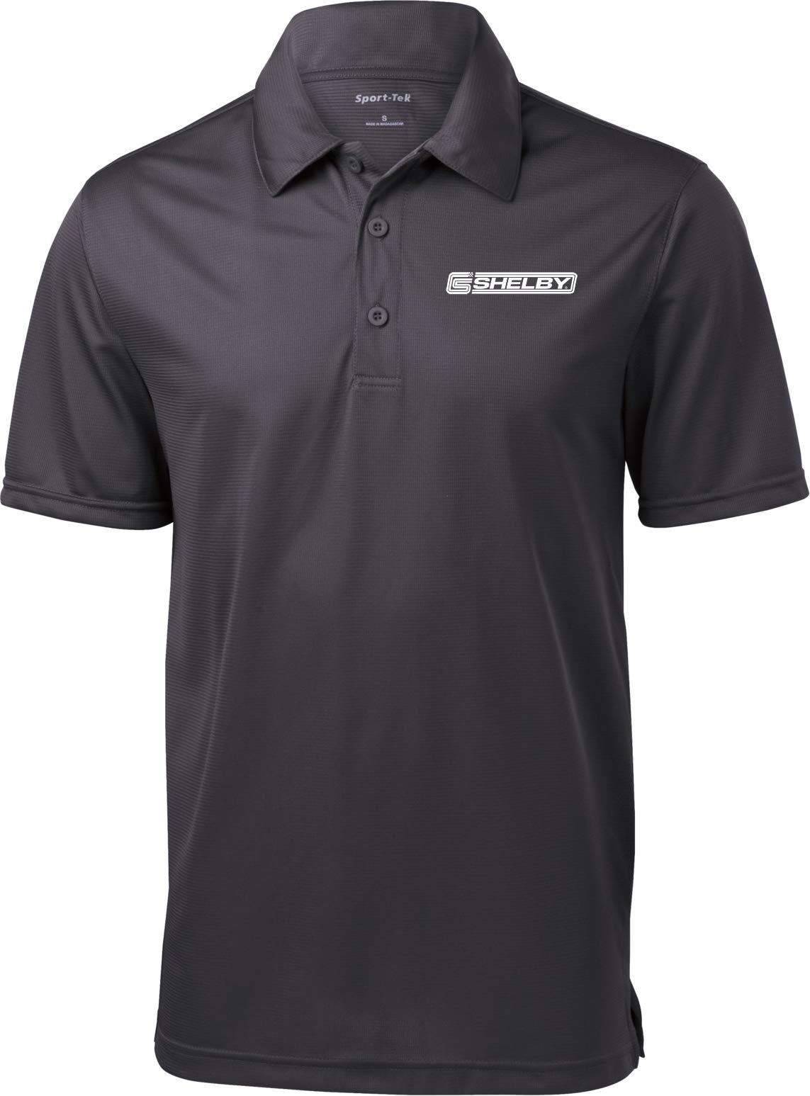 Ford Mustang Shelby Crest Pocket Print Textured Polo, Iron Grey XL