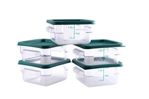 hakka 2 qt commercial grade square food storage containers with lids,polycarbonate,clear - case of 5