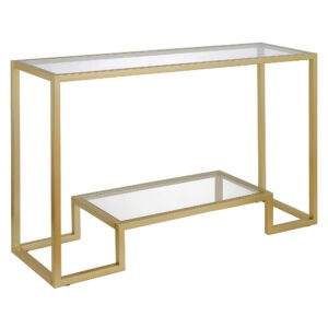 henn&hart 47.75" wide rectangular console table in brass, entryway table, accent table for living room, hallway