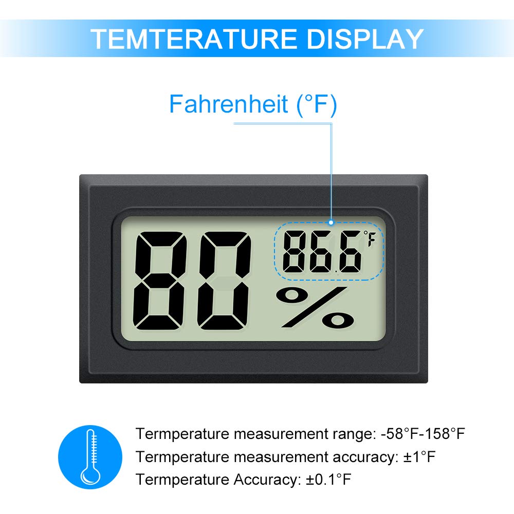 Mini Hygrometer Thermometer 2PCS Mini Digital Humidity Gauge, AikTryee Hygrometer Indoor Humidity Monitor Temperature Humidity Gauge Meter for Humidors Greenhouse Garden Cellar Closet Etc