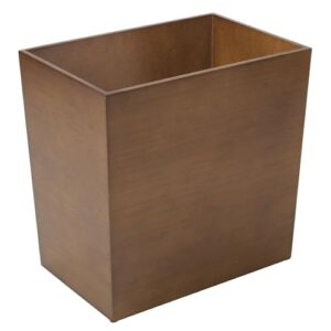 mDesign Rectangular Narrow Trash Can Wastebasket, Small Garbage Container Bin for Bathroom, Kitchen, Home Office, Craft Room, Bamboo Veneer, Brock Collection, Brown