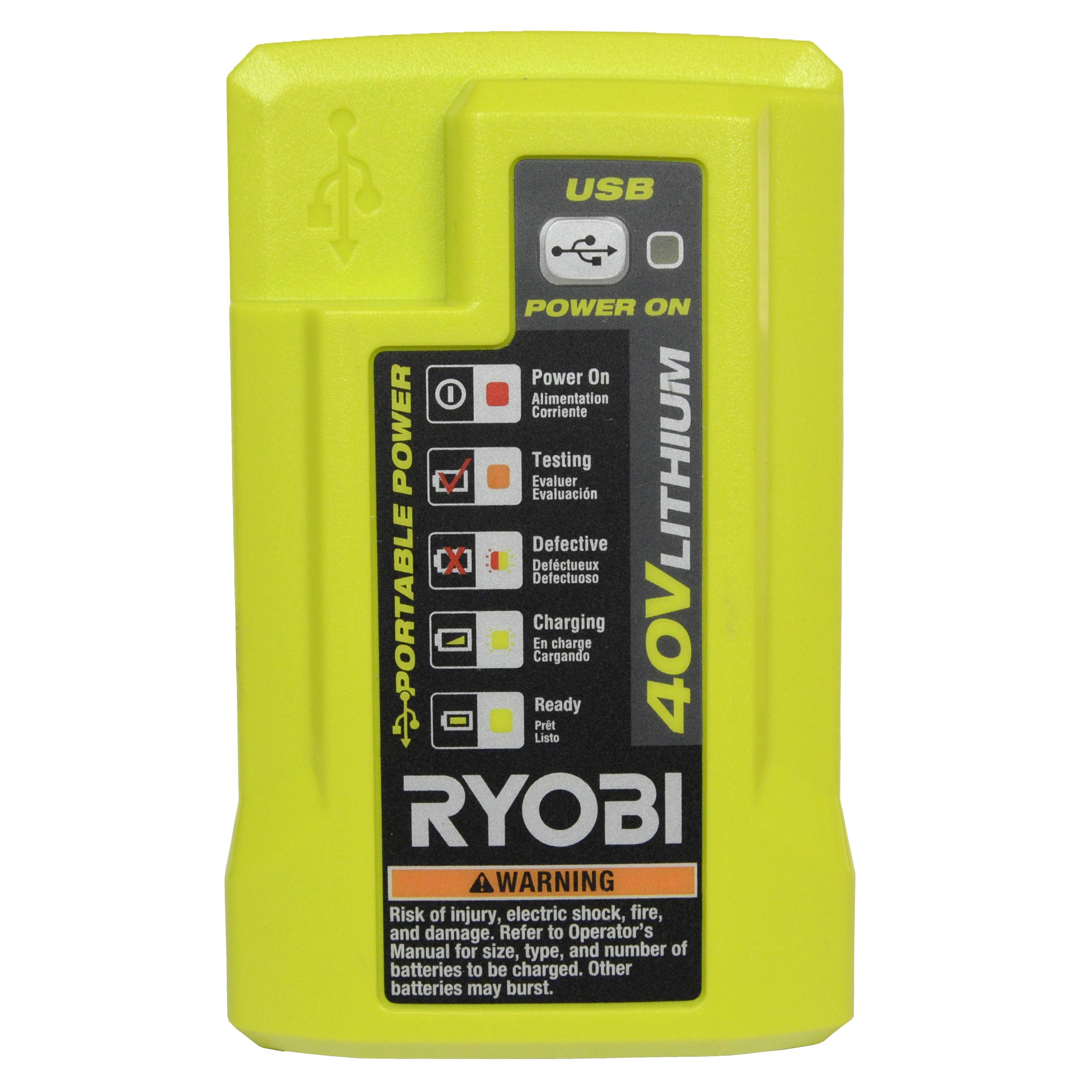 Ryobi OP403 Lithium-ion 40 Volt Battery Charger W/USB Plug in