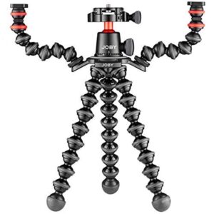 joby gorillapod 3k pro rig, includes stand, ballhead with qr plate & 2 arms, 6.lb load capacity, black/charcoal/red