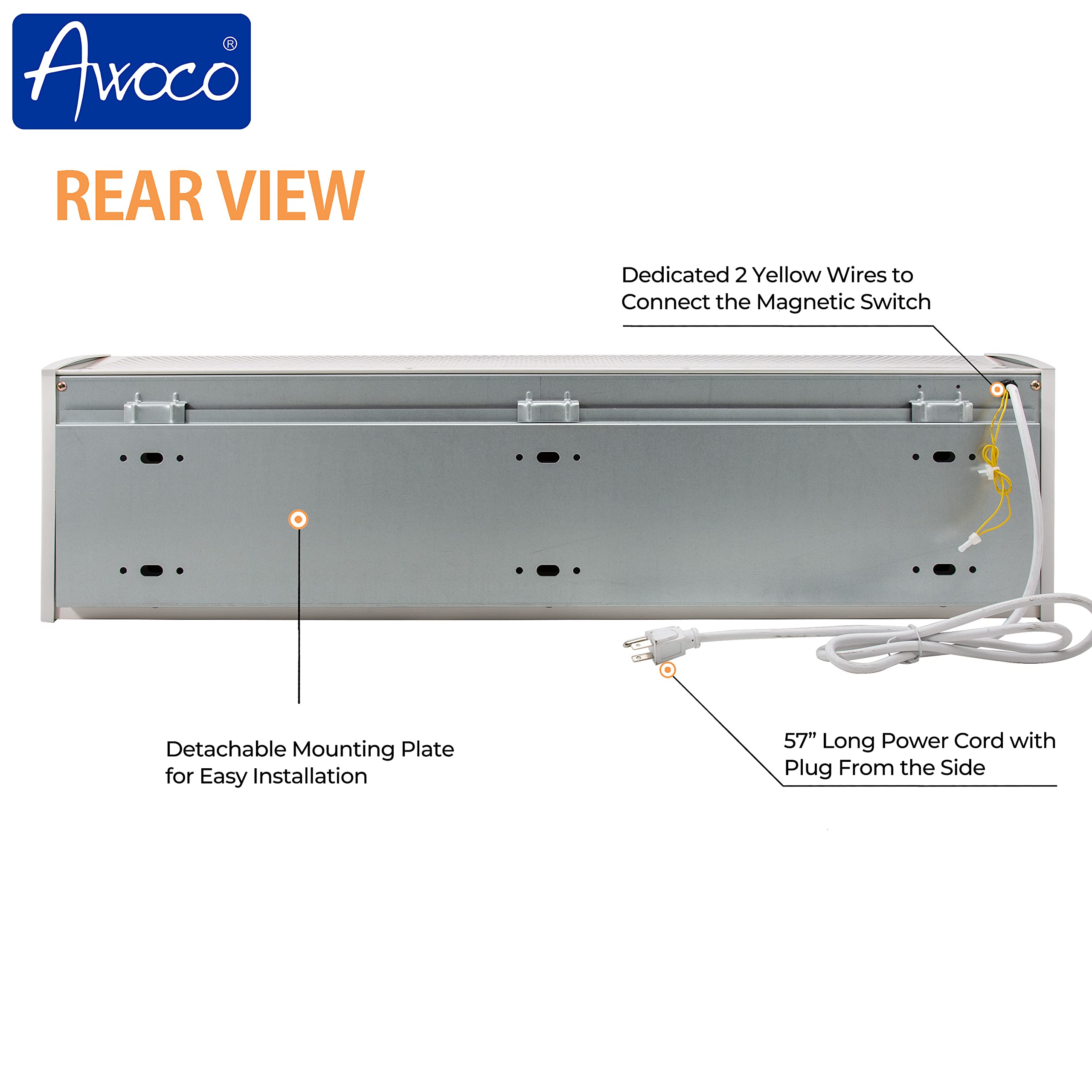 Awoco 48" Elegant 1 Speed 1200 CFM Indoor Air Curtain, 120V Unheated, ETL & UL Certified to Meet NSF 37 Food Service Standard