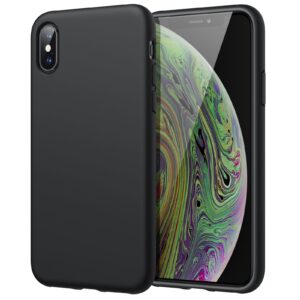 jetech silicone case for iphone x, iphone xs, 5.8-inch, silky-soft touch full-body protective case, shockproof cover with microfiber lining (black)